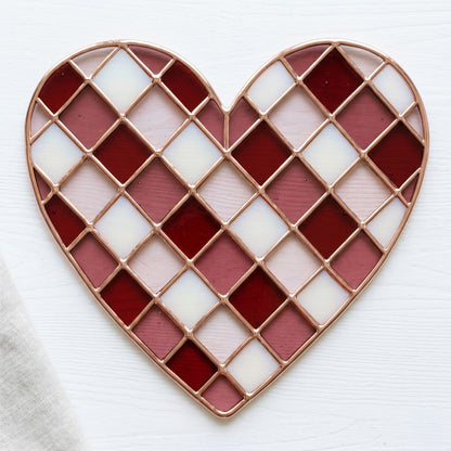 Large Gingham Heart Stained Glass Pattern PDF & PNG