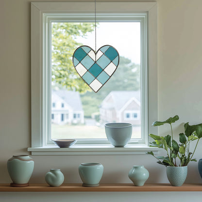 Gingham Heart Stained Glass Pattern and PNG