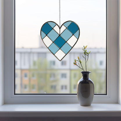 Gingham Heart Stained Glass Pattern and PNG