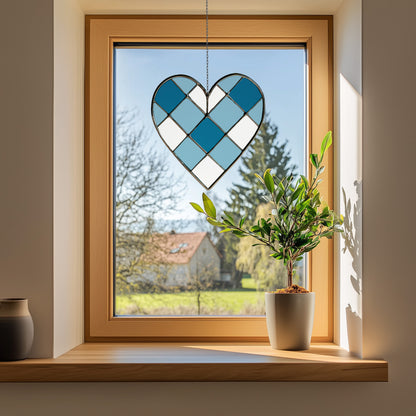 Gingham Heart Stained Glass Pattern and PNG