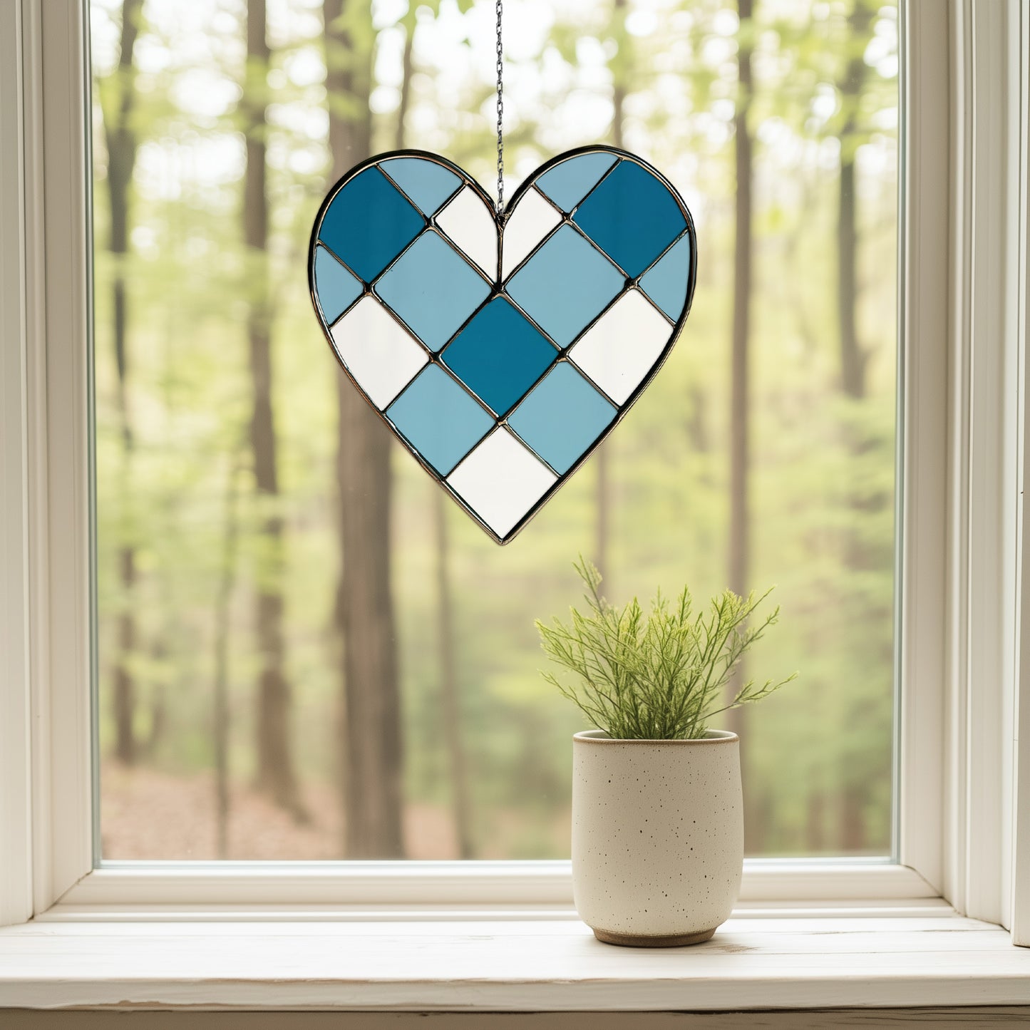 Gingham Heart Stained Glass Pattern and PNG