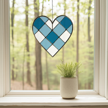 Gingham Heart Stained Glass Pattern and PNG