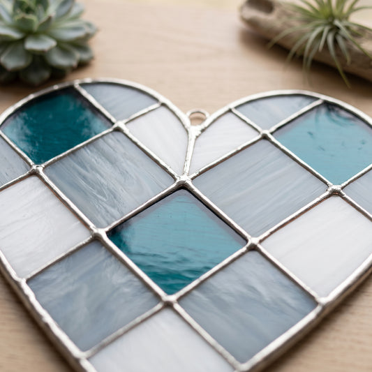 Gingham Heart Stained Glass Pattern and PNG