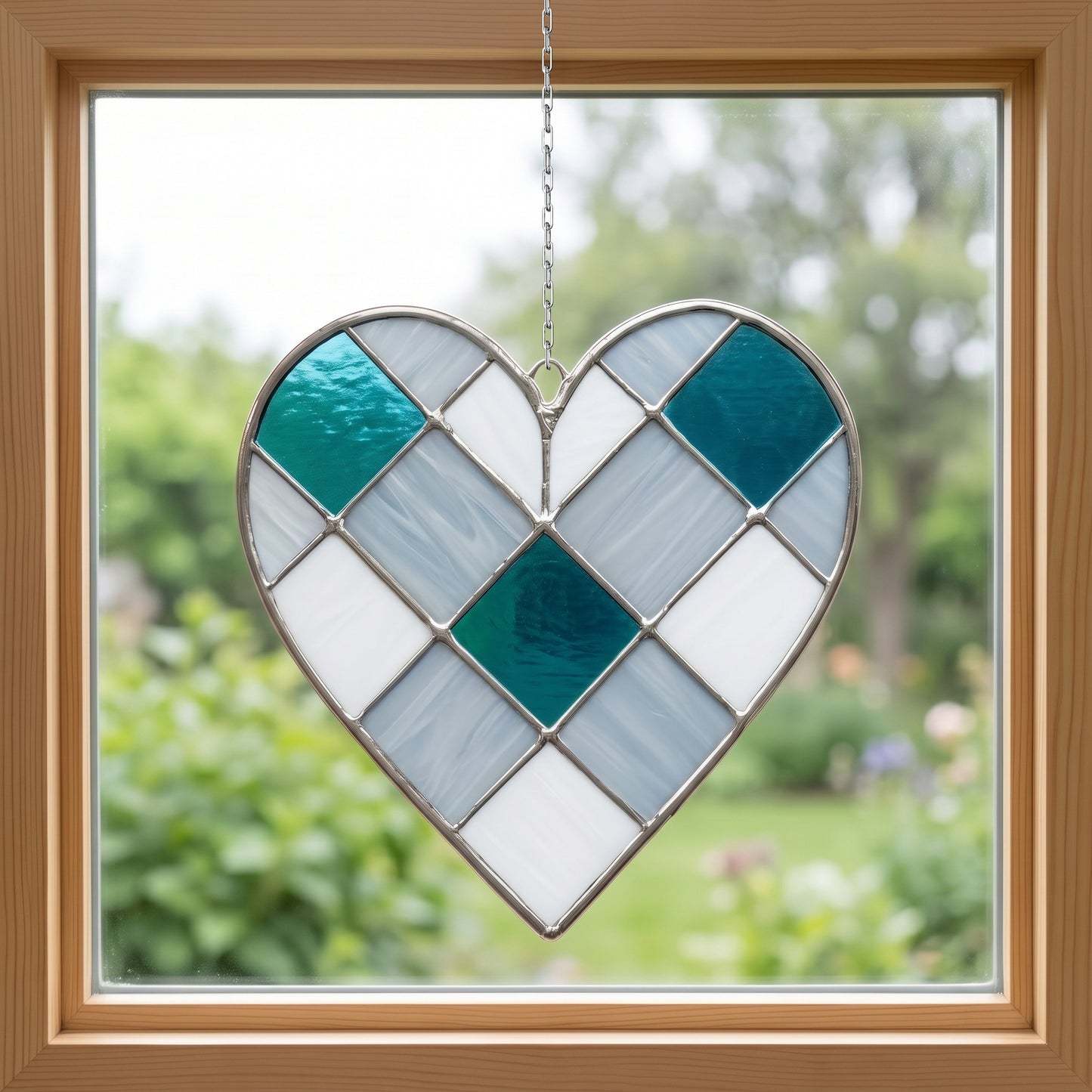 Gingham Heart Stained Glass Pattern and PNG
