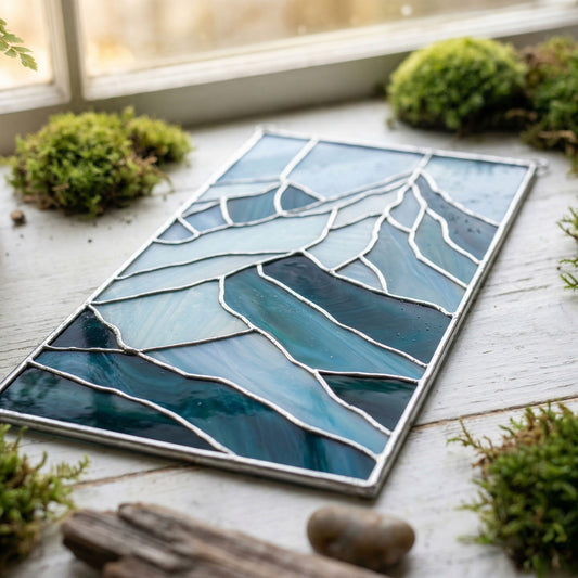 Glacier Mountain Stained Glass Pattern and PNG