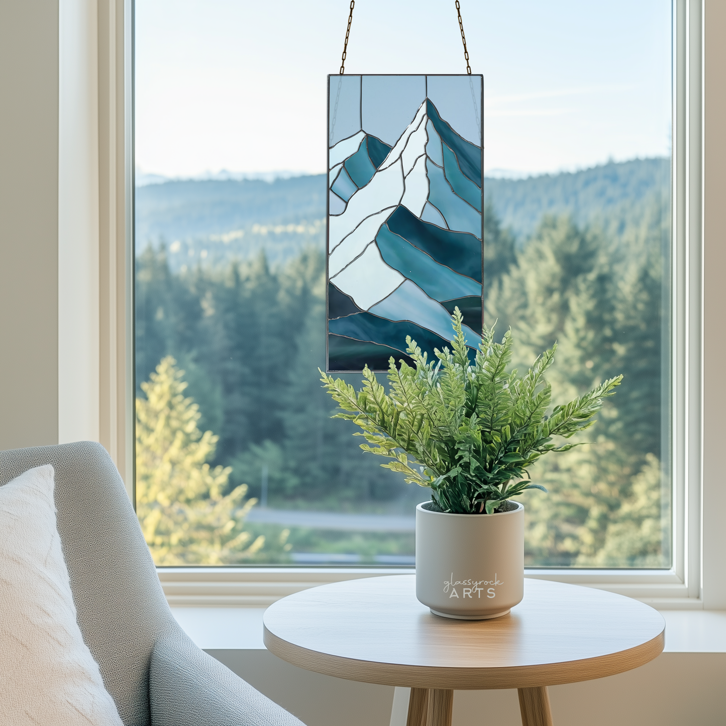Glacier Mountain Stained Glass Pattern