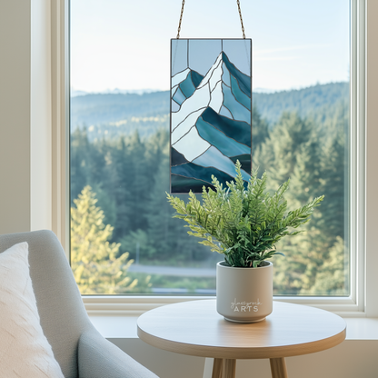 Glacier Mountain Stained Glass Pattern