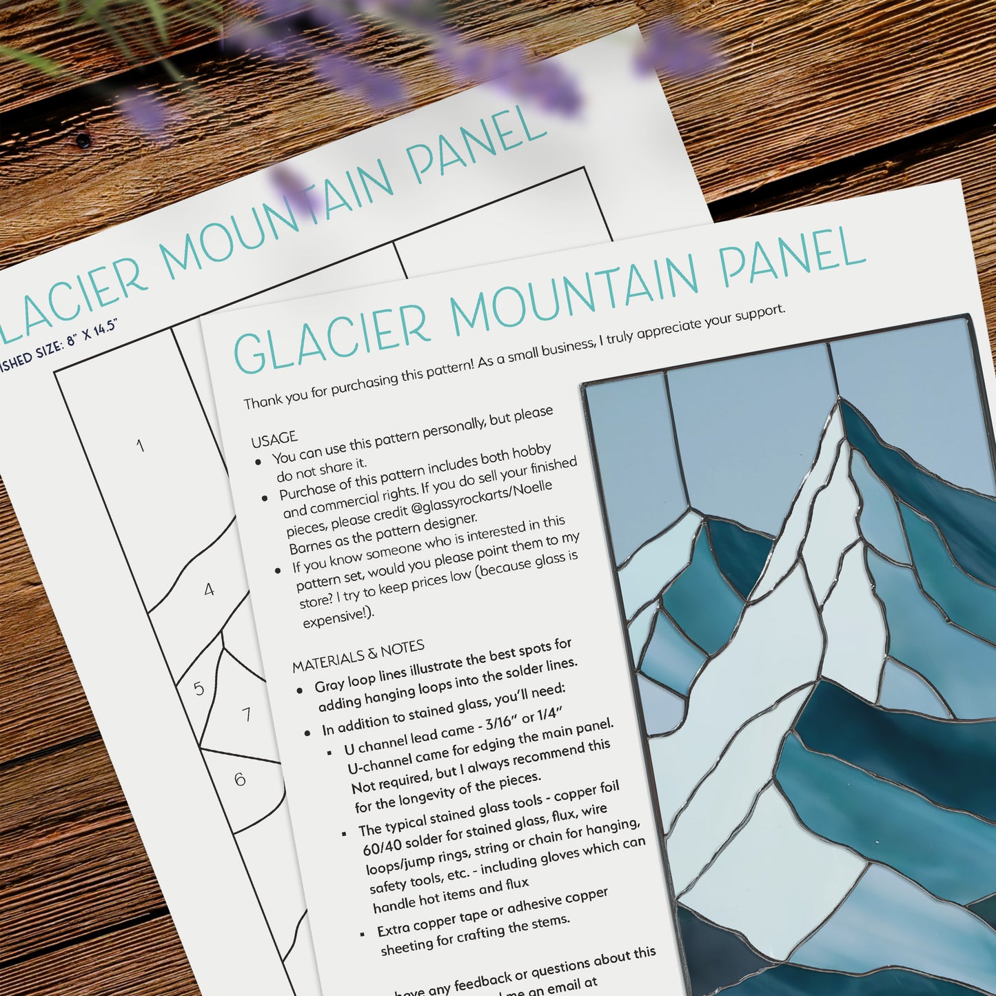 Glacier Mountain Stained Glass Pattern