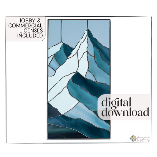 Glacier Mountain Stained Glass Pattern