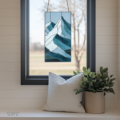 Glacier Mountain Stained Glass Pattern