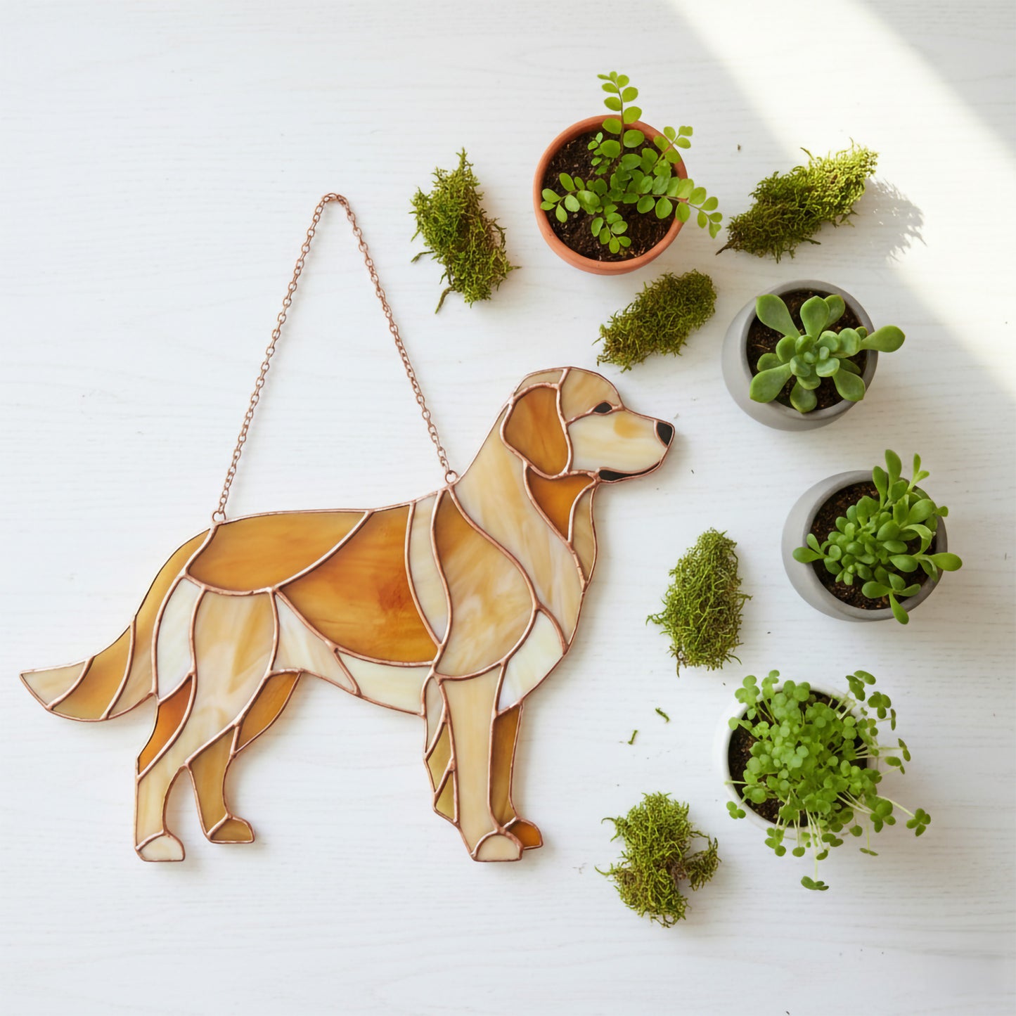 Stained Glass Golden Retriever Suncatcher - Dog Pattern PDF & PNG