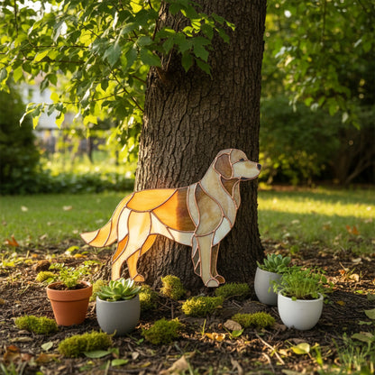 Stained Glass Golden Retriever Suncatcher - Dog Pattern PDF & PNG