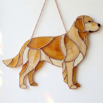 Stained Glass Golden Retriever Suncatcher - Dog Pattern PDF & PNG