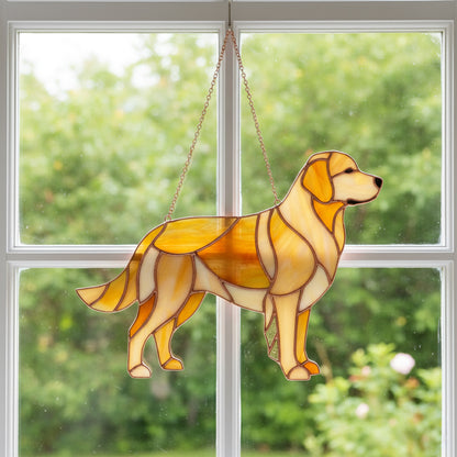 Stained Glass Golden Retriever Suncatcher - Dog Pattern PDF & PNG