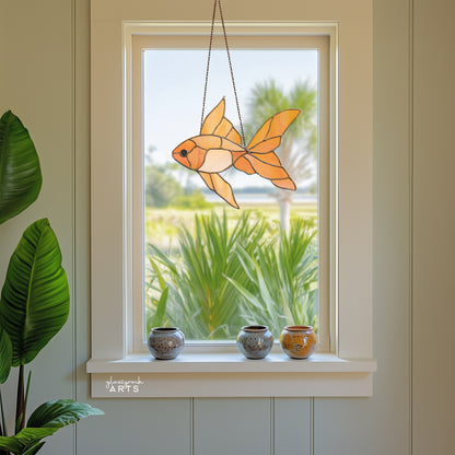 Goldfish Stained Glass Pattern and PNG