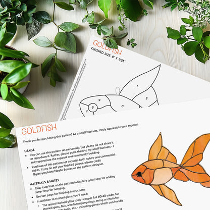 Goldfish Stained Glass Pattern and PNG