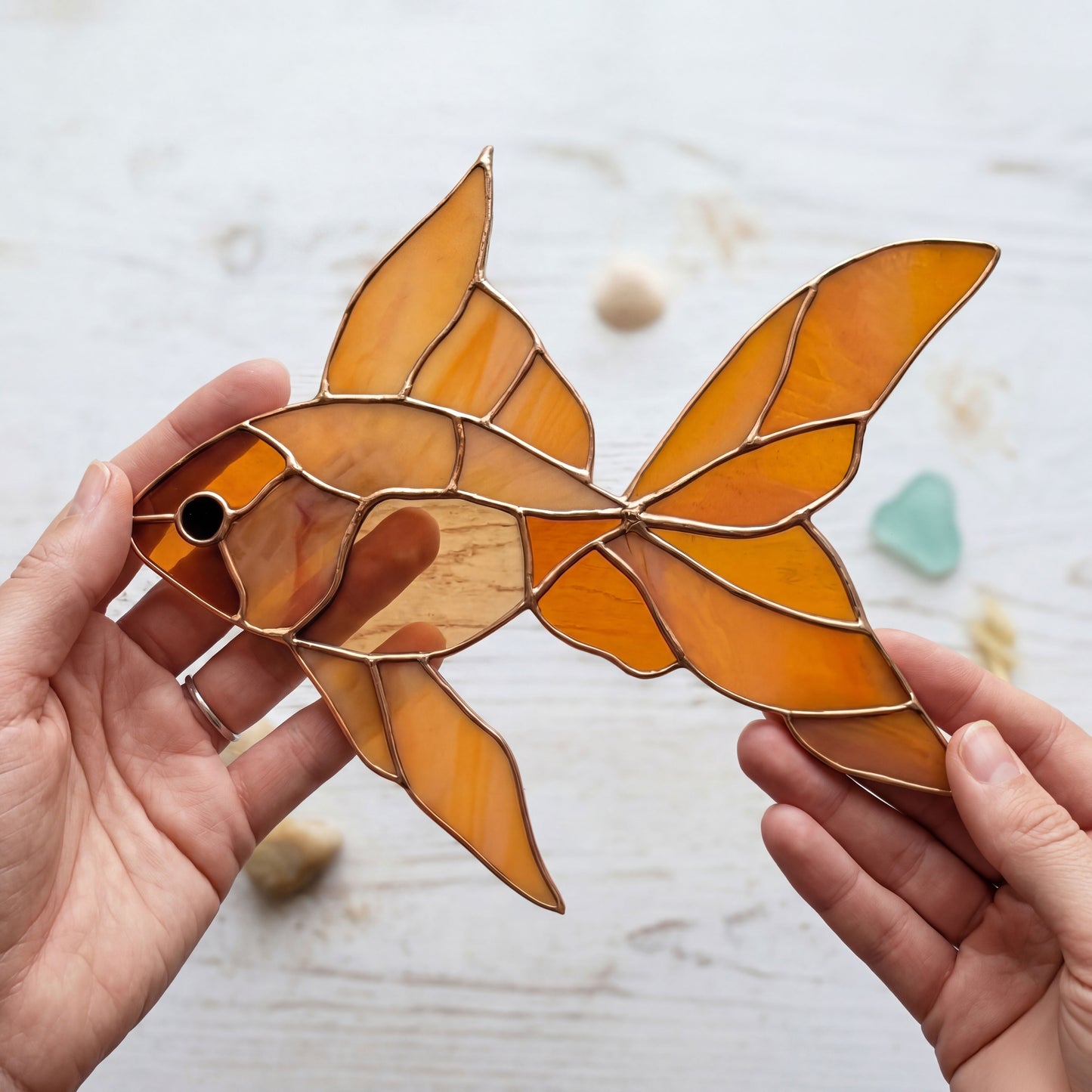 Goldfish Stained Glass Pattern and PNG