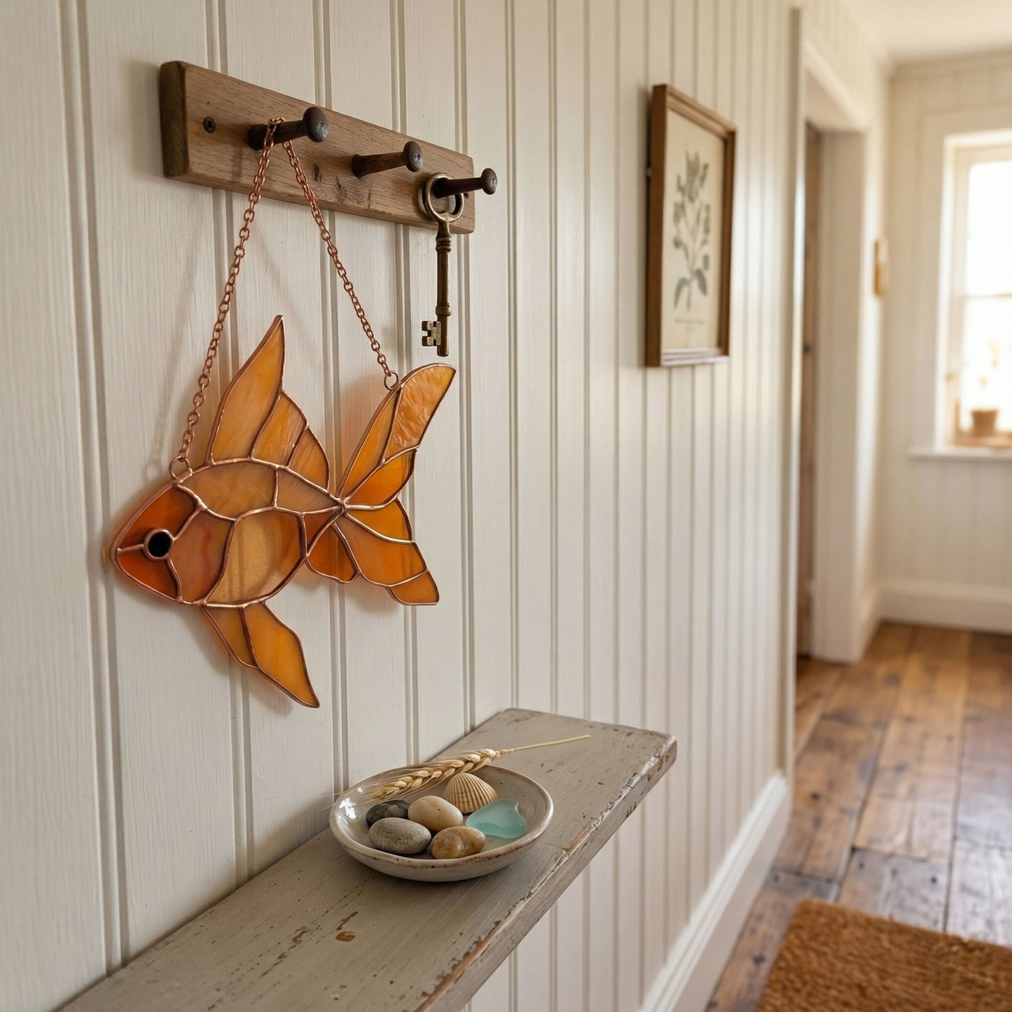 Goldfish Stained Glass Pattern and PNG