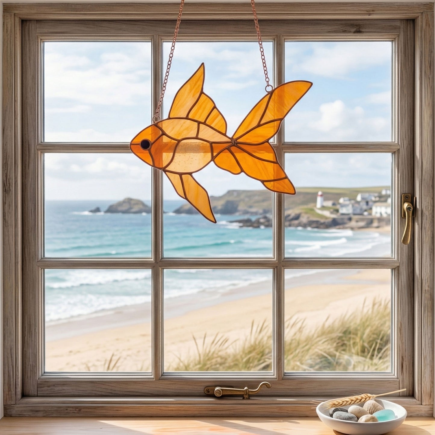 Goldfish Stained Glass Pattern and PNG