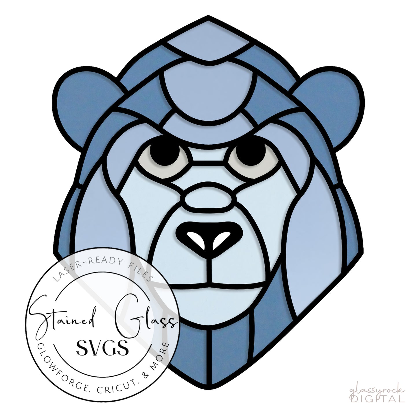 Stained Glass Gorilla Files for Laser Cutting - SVG, PNG, DXF