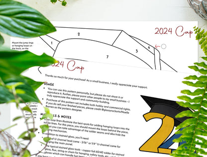 2024 Graduate Cap Stained Glass Pattern