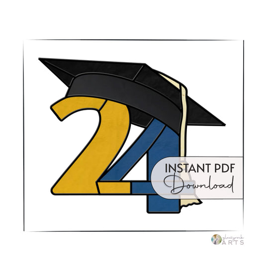 2024 Graduate Cap Stained Glass Pattern