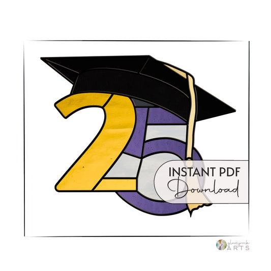 2025 Graduate Cap Stained Glass Pattern