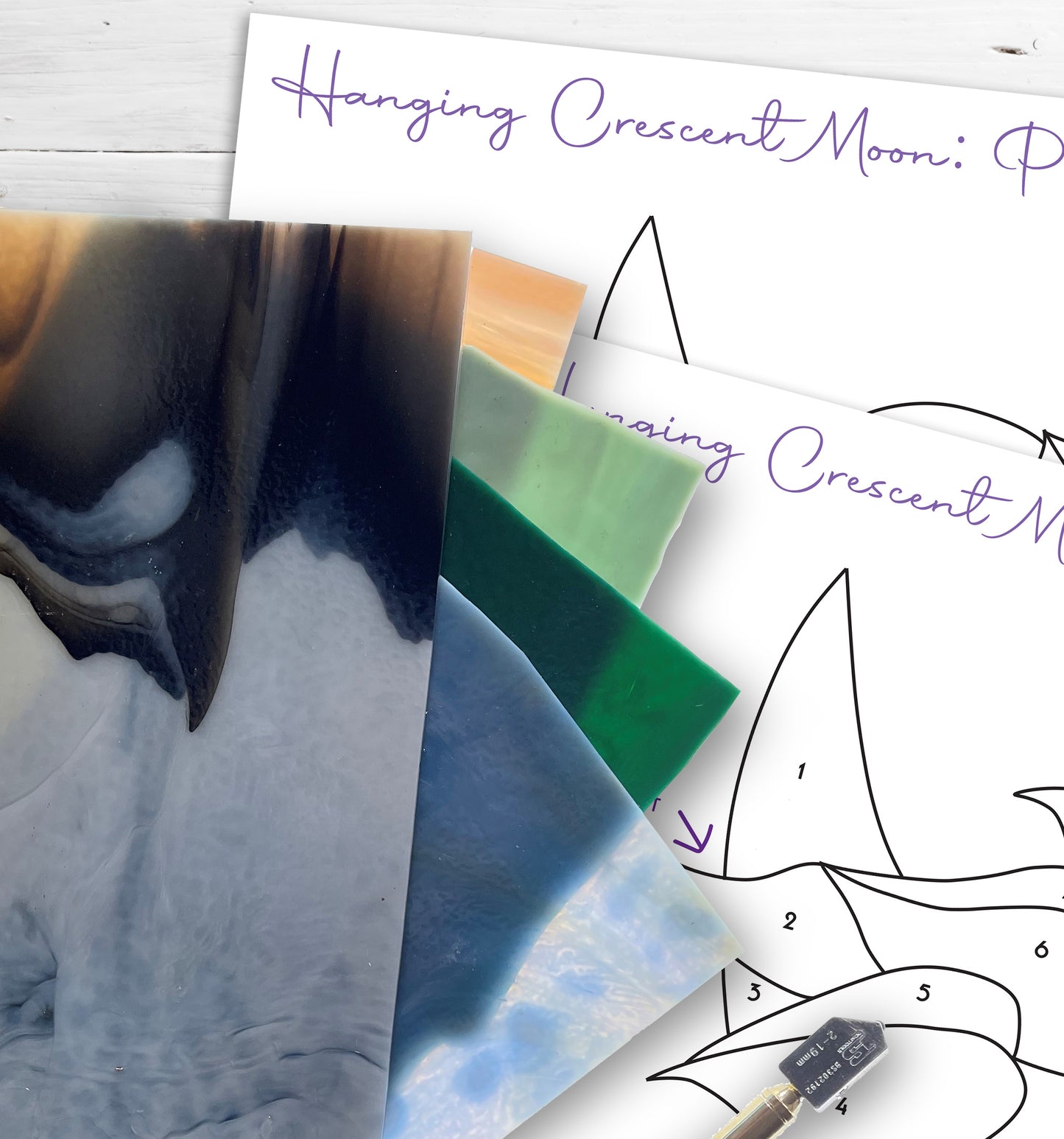 Crescent Moon Philodendron Stained Glass Pattern