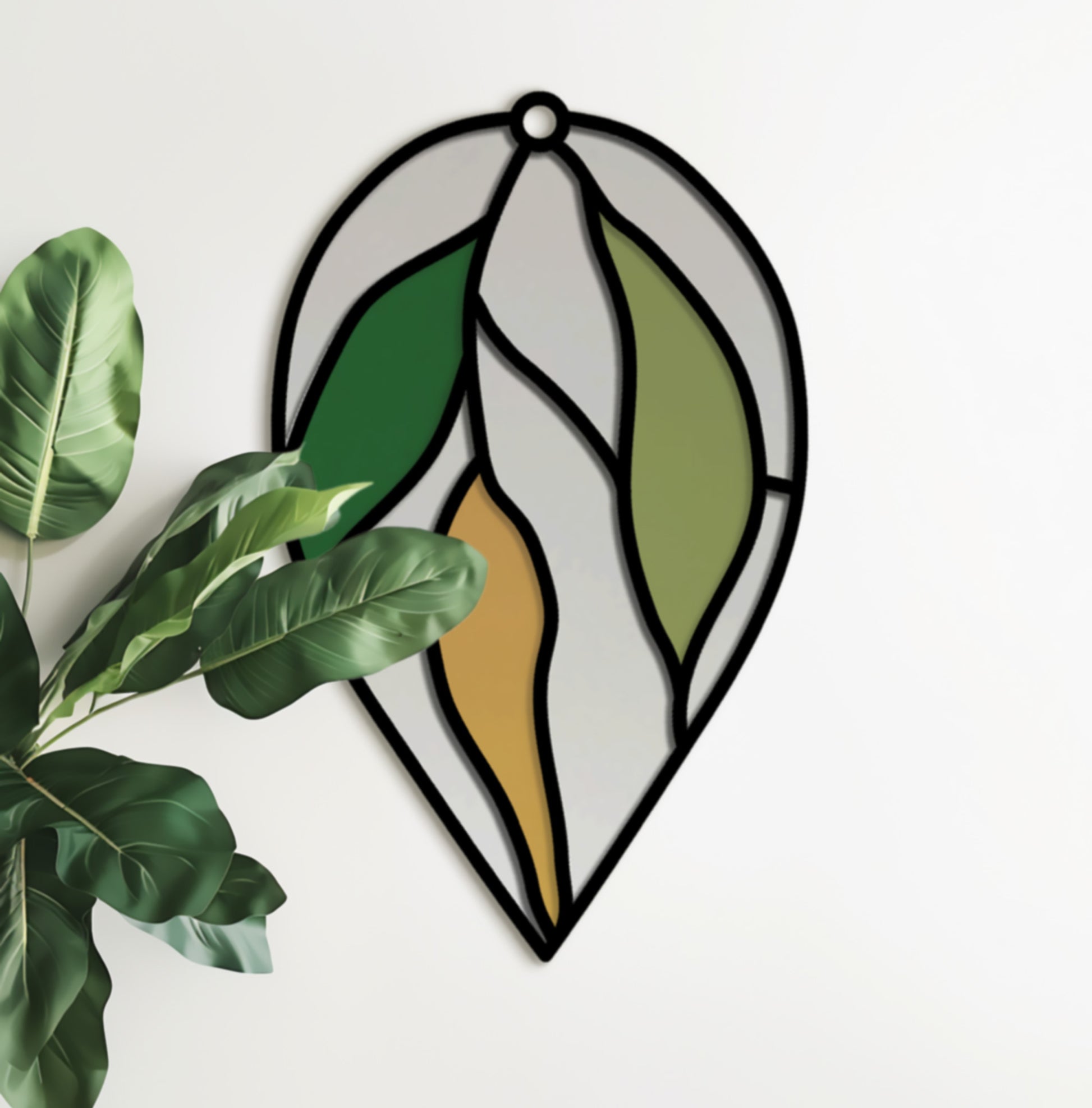 A picture of the Stained Glass Hanging Leaves Teardrop SVGs from GlassyRock Arts. 