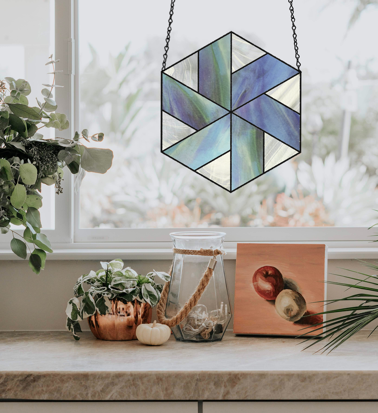 Pinwheel Hexagon Beginner Stained Glass Pattern - Crafting Patterns & Molds, from GlassyRock Arts