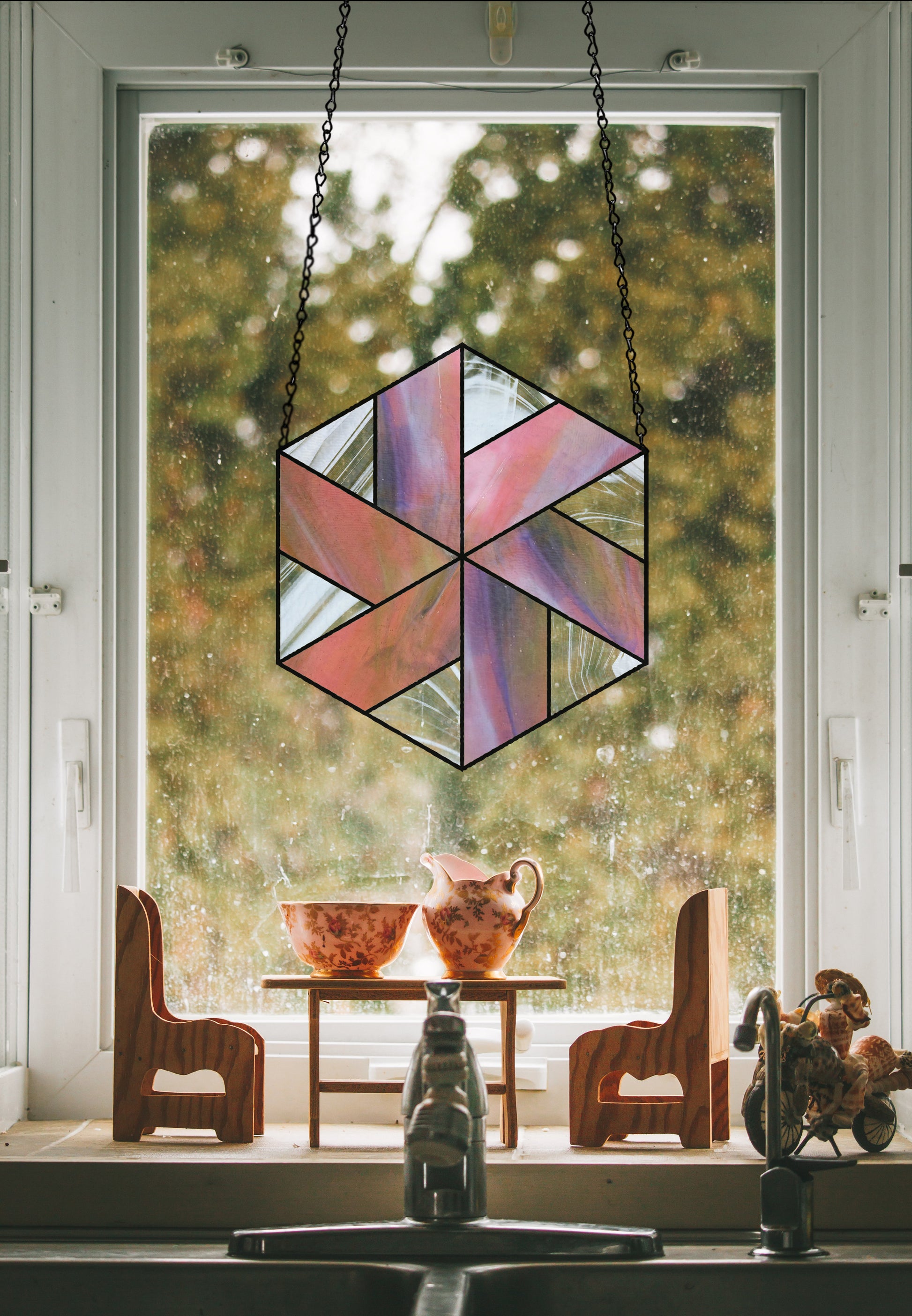 Pinwheel Hexagon Beginner Stained Glass Pattern - Crafting Patterns & Molds, from GlassyRock Arts