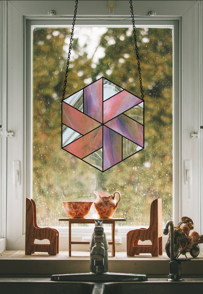 Pinwheel Hexagon Beginner Stained Glass Pattern - Crafting Patterns & Molds, from GlassyRock Arts