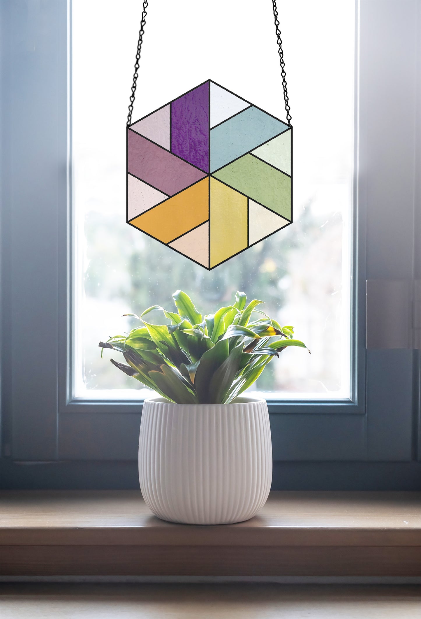 Pinwheel Hexagon Beginner Stained Glass Pattern - Crafting Patterns & Molds, from GlassyRock Arts