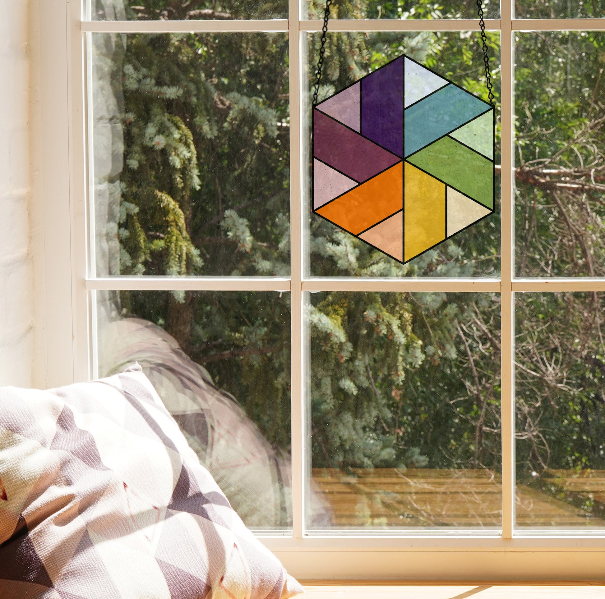 Pinwheel Hexagon Beginner Stained Glass Pattern - Crafting Patterns & Molds, from GlassyRock Arts