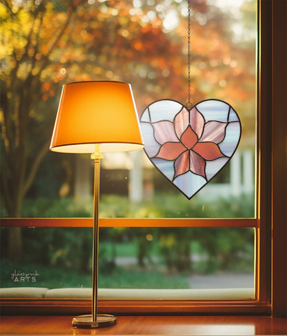 A picture of the Lotus Flower Heart Stained Glass Pattern from GlassyRock Arts. 