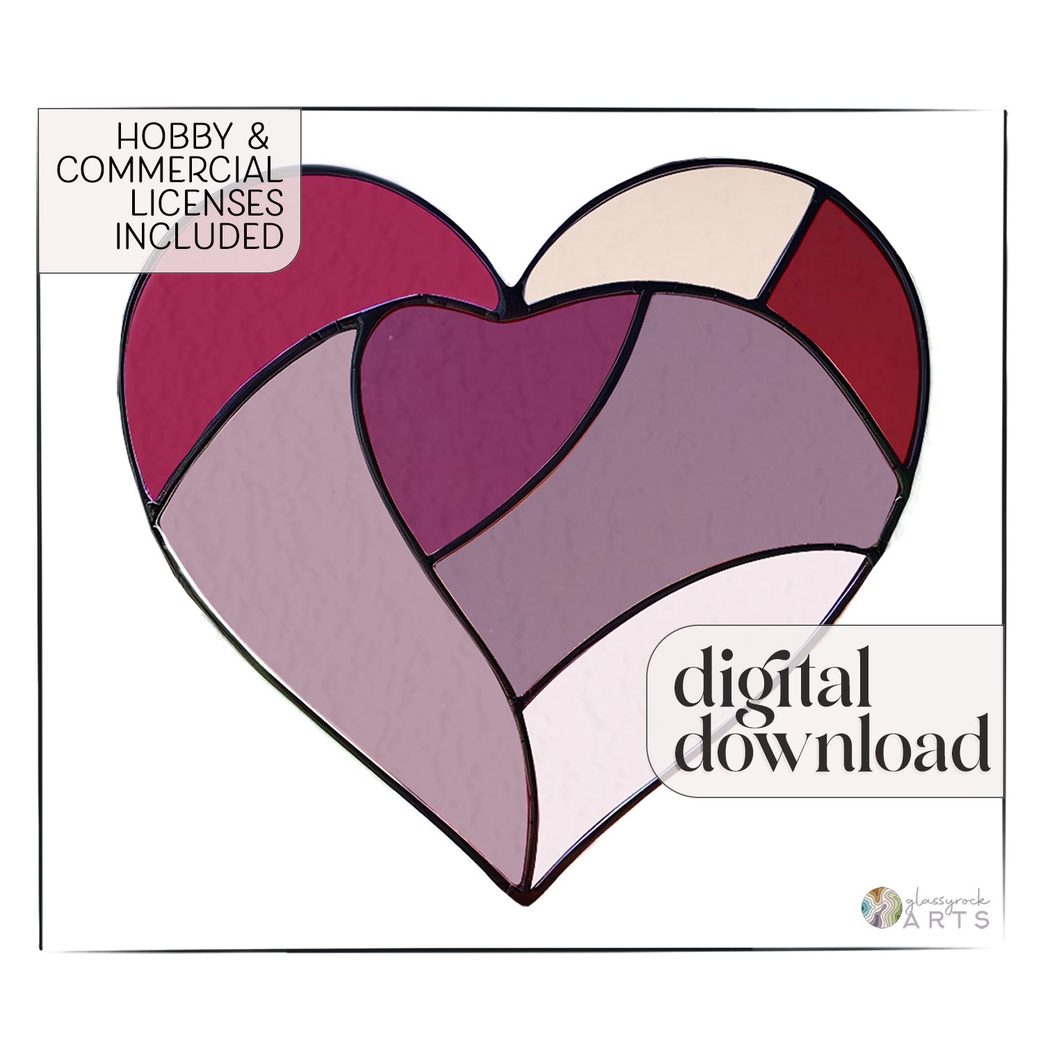 A picture of the Sweet Heart Stained Glass Pattern from GlassyRock Arts. 