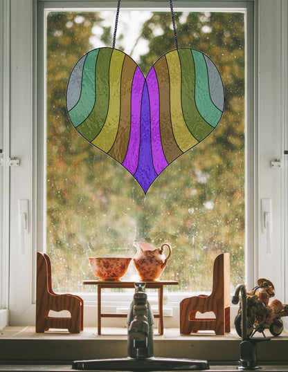 Retro Boho Groovy Heart Stained Glass Pattern