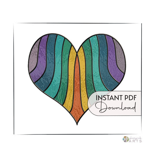 Retro Boho Groovy Heart Stained Glass Pattern