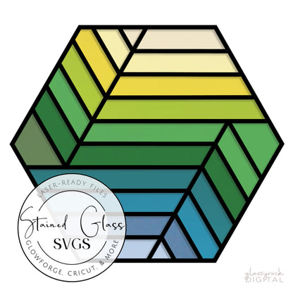 A picture of the Stained Glass Striped Hexagon SVGs from GlassyRock Arts. 