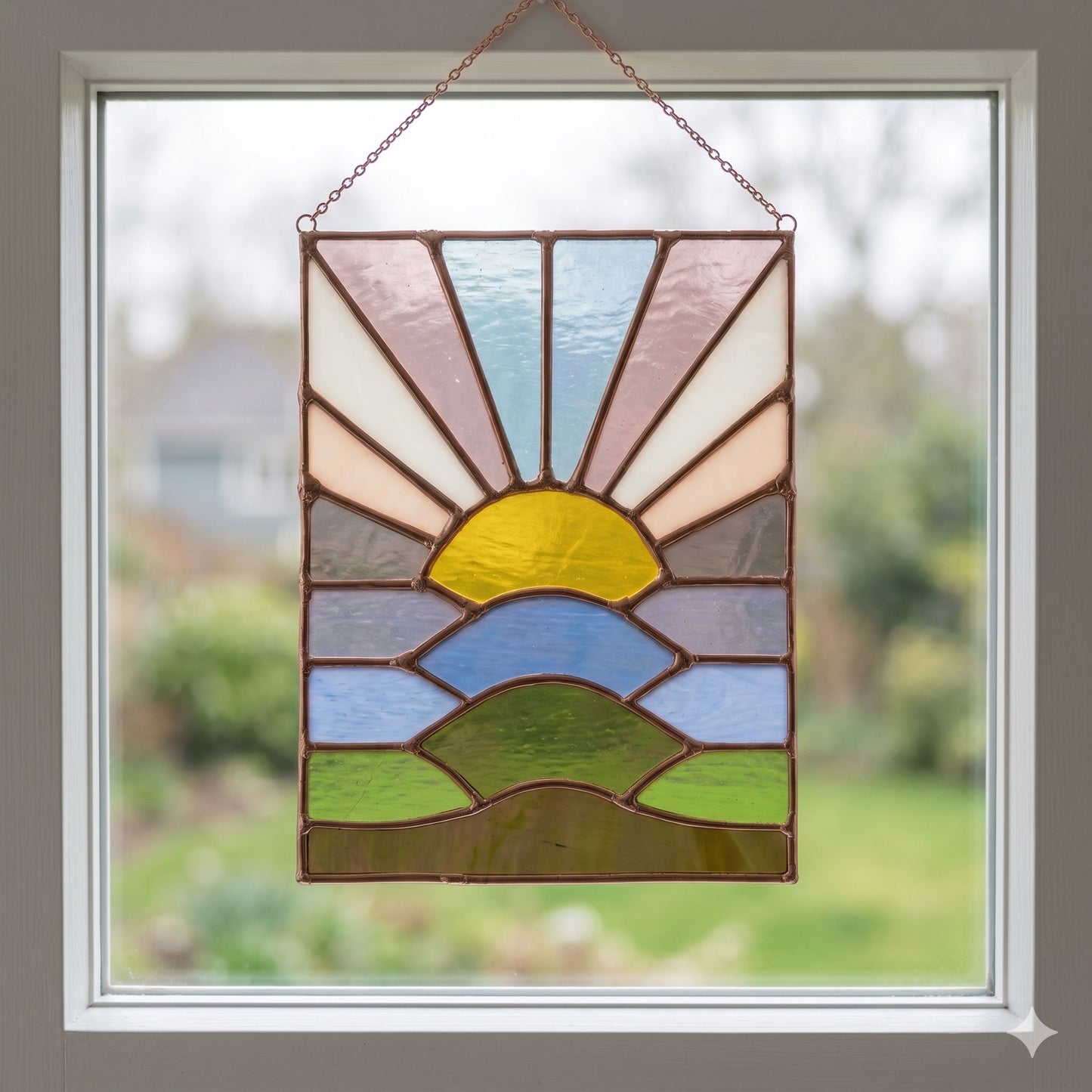 Hilly Sunset Stained Glass Pattern PDF & PNG