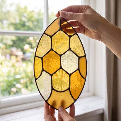 Abstract Honeycomb Teardrop Stained Glass Pattern