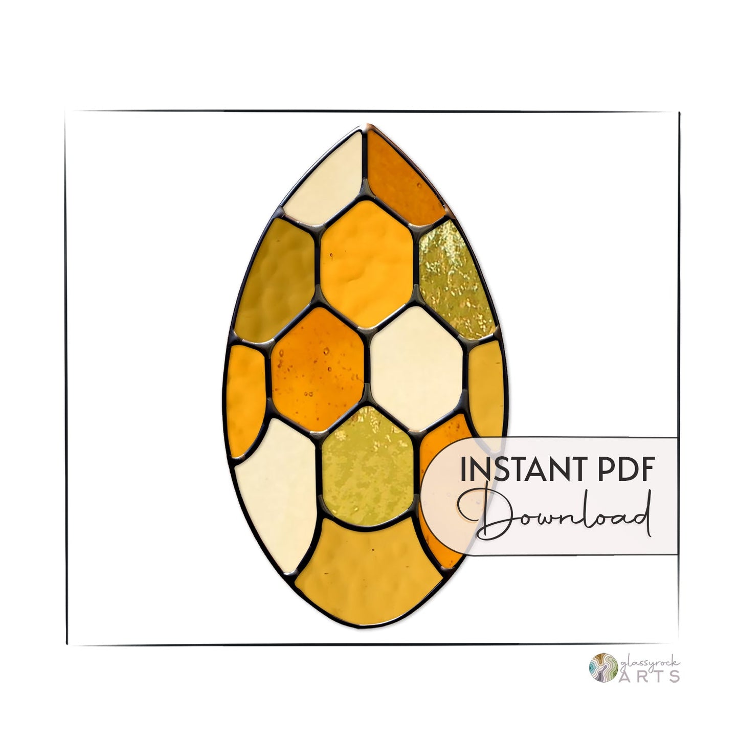Abstract Honeycomb Teardrop Stained Glass Pattern
