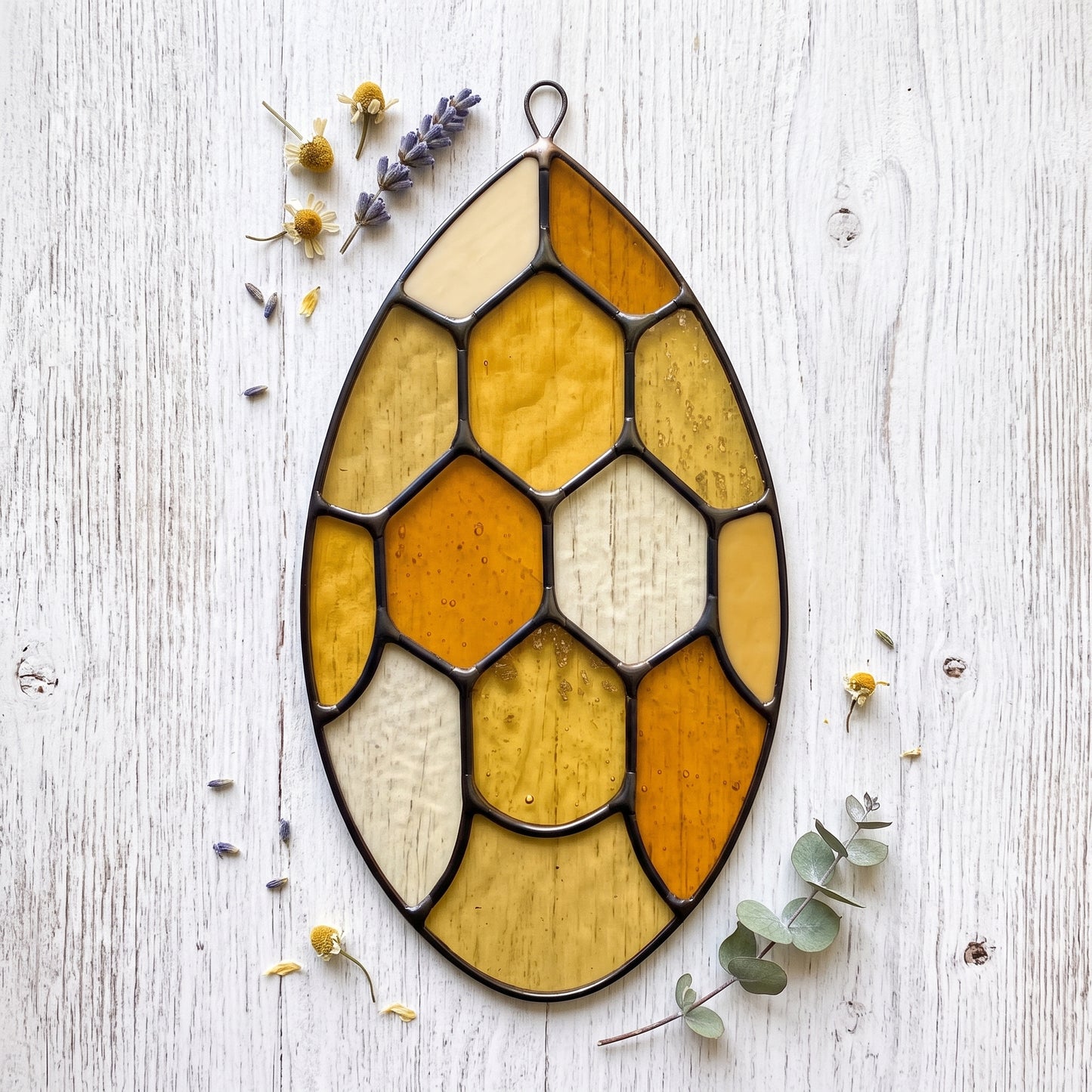 Abstract Honeycomb Teardrop Stained Glass Pattern