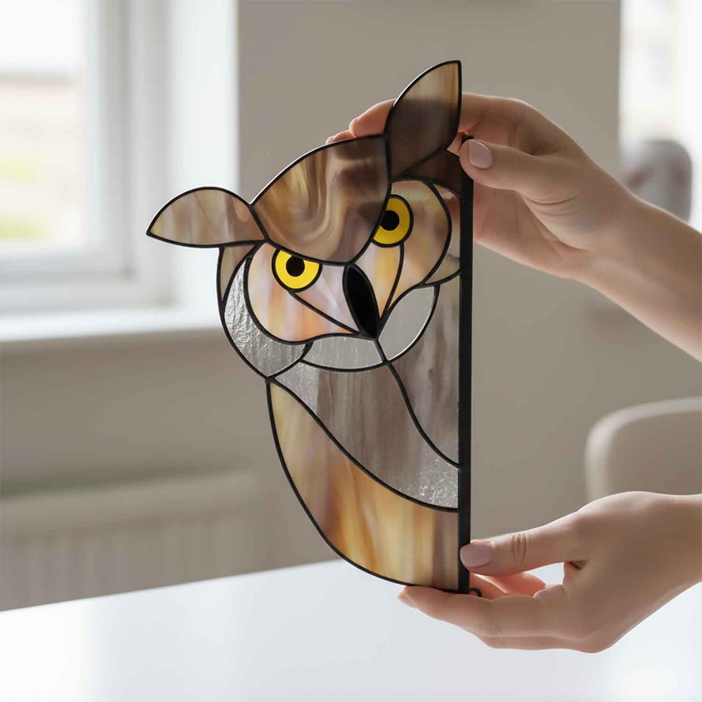 Horned Owl Buddy Stained Glass Pattern