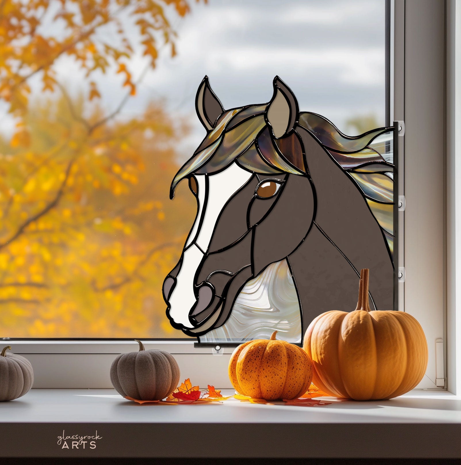 A picture of the Horse Stained Glass Pattern from GlassyRock Arts. 