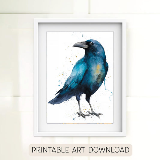 Halloween Raven Watercolor Print: Spooky Bird Wall Art (Digital Download)