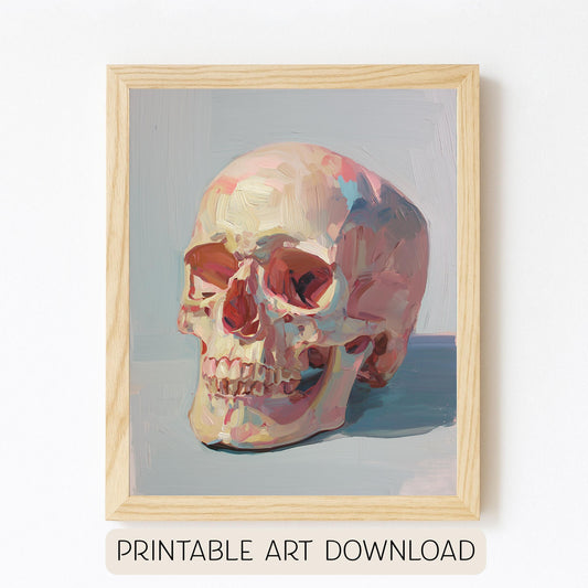 Halloween Printable Skull Wall Art, Original Artwork with 5 Aspect Ratios Included, Instant Digital Download Print, Printable Halloween Art