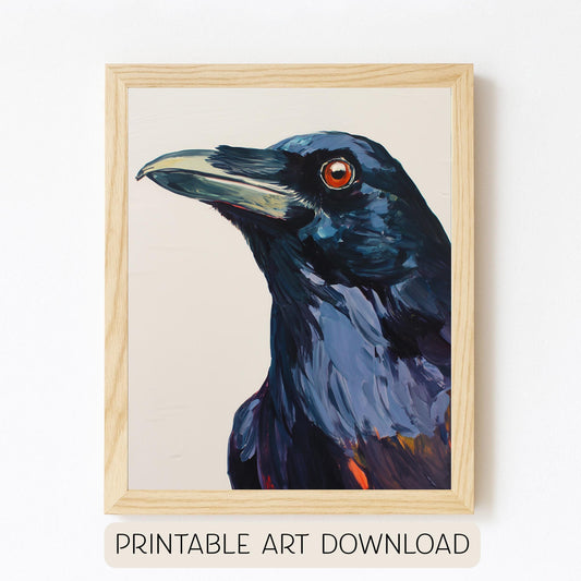 Halloween Printable Raven Wall Art, Original Artwork with 5 Aspect Ratios Included, Instant Digital Download Print, Printable Halloween Art