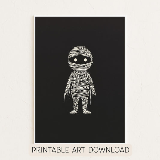 Halloween Printable Mummy Wall Art, Original Artwork with 5 Aspect Ratios Included, Instant Digital Download, Printable Halloween Art