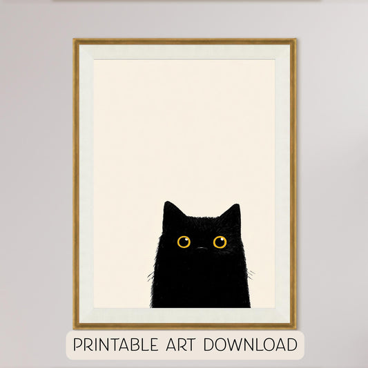 Halloween Black Cat Print: Spooky Fall Decor (Digital Download)